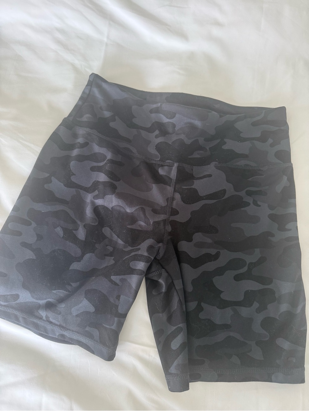 Jockey Gray and Black Camo High-Waist Athletic Bike Shorts